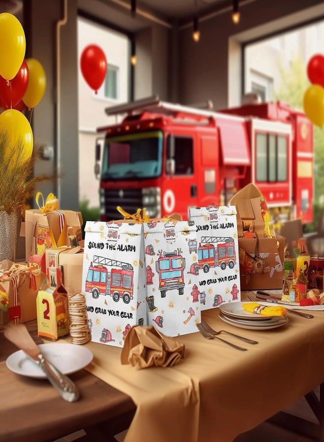 HaPiBiDesign Watercolor Firetruck Party Favor Bags - 24 Pcs Firetruck Party Candy Bags with Stickers - Firetruck Goodie Gift Treat Bags - Watercolor Firetruck Themed Birthday Party Supplies - Image 5